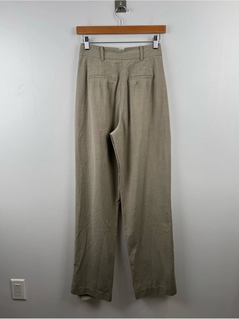 Frankie Shop Taupe Pleated Wide-Leg Trousers - Picture 2 of 3